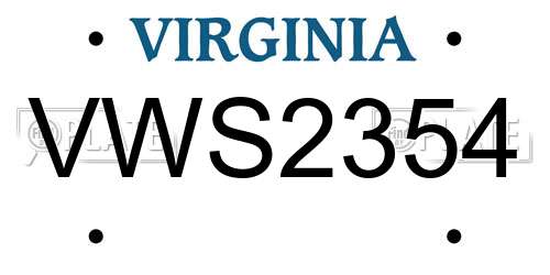 VWS2354 Virginia License Plate
