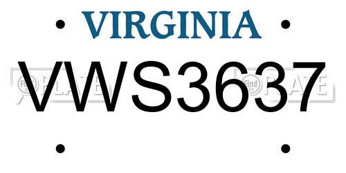 VWS3637 Virginia License Plate