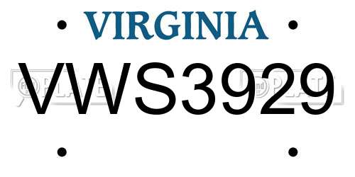 VWS3929 Virginia License Plate