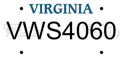 VWS4060 Virginia License Plate