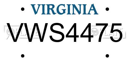 VWS4475 Virginia License Plate