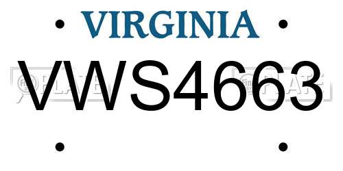 VWS4663 Virginia License Plate