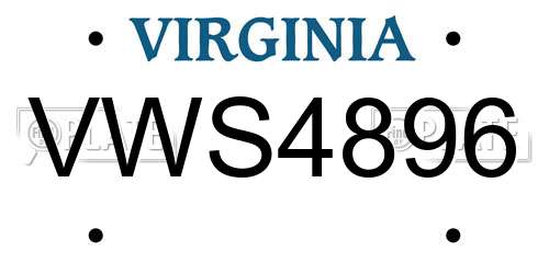 VWS4896 Virginia License Plate