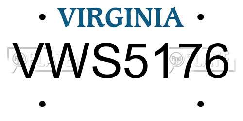 VWS5176 Virginia License Plate