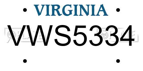 VWS5334 Virginia License Plate