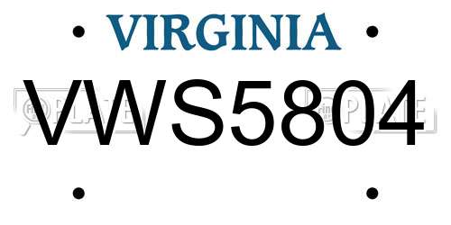 VWS5804 Virginia License Plate