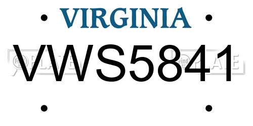 VWS5841 Virginia License Plate