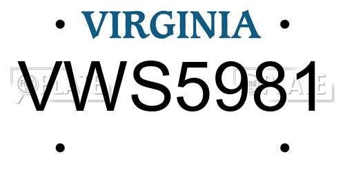 VWS5981 Virginia License Plate