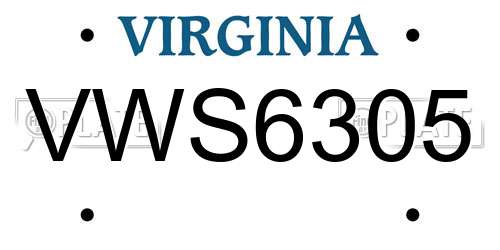 VWS6305 Virginia License Plate