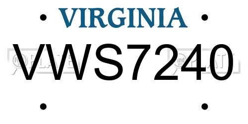 VWS7240 Virginia License Plate