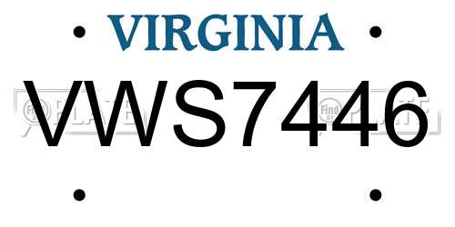 VWS7446 Virginia License Plate