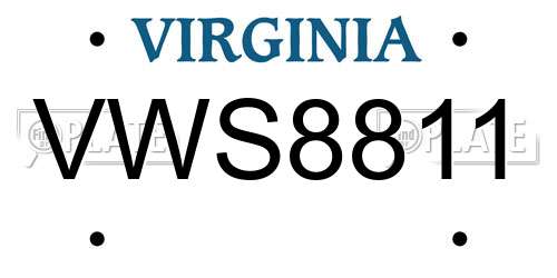 VWS8811 Virginia License Plate