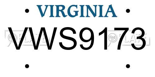 VWS9173 Virginia License Plate