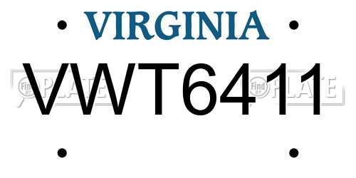 VWT6411 Virginia License Plate