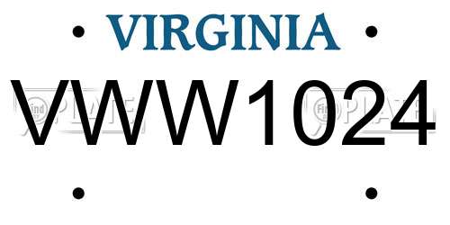 VWW1024 Virginia License Plate
