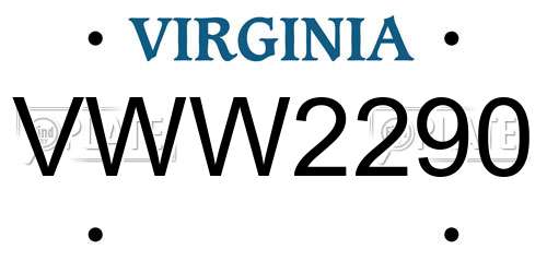 VWW2290 Virginia License Plate