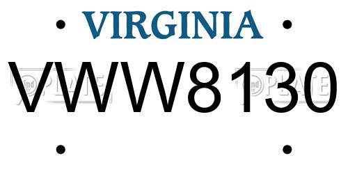 VWW8130 Virginia License Plate