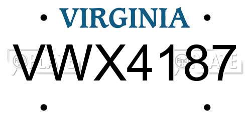 VWX4187 Virginia License Plate