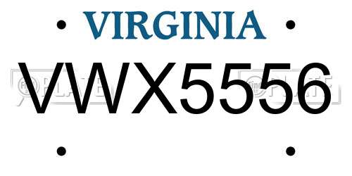 VWX5556 Virginia License Plate