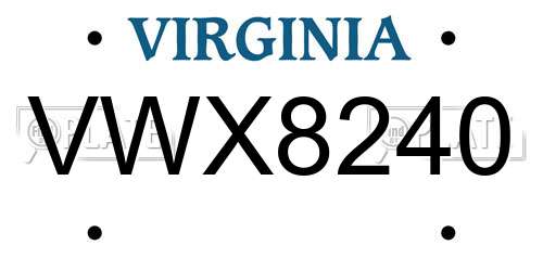 VWX8240 Virginia License Plate