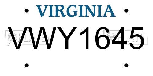 VWY1645 Virginia License Plate