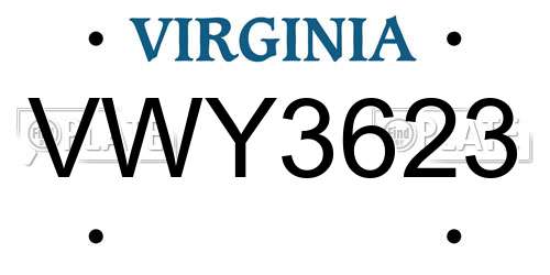 VWY3623 Virginia License Plate
