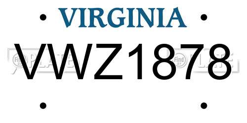 VWZ1878 Virginia License Plate