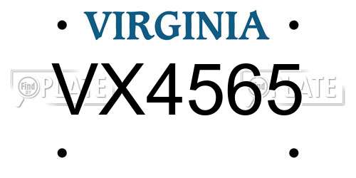 VX4565 Virginia License Plate