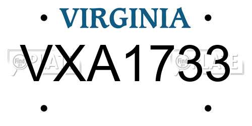VXA1733 Virginia License Plate