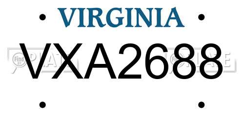 VXA2688 Virginia License Plate