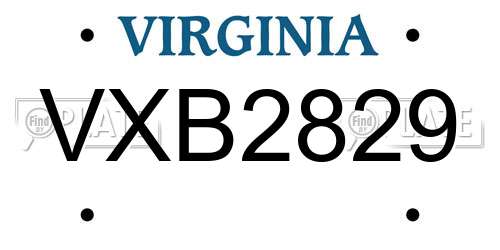 VXB2829 Virginia License Plate