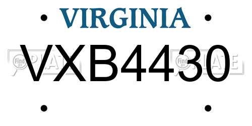 VXB4430 Virginia License Plate