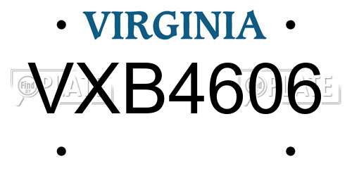 VXB4606 Virginia License Plate