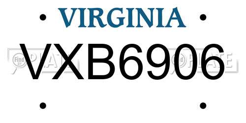 VXB6906 Virginia License Plate