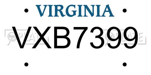 VXB7399 Virginia License Plate