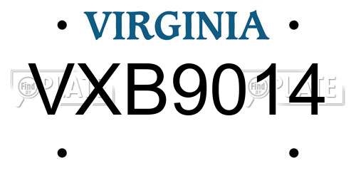 VXB9014 Virginia License Plate