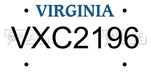 VXC2196 Virginia License Plate
