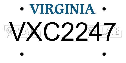 VXC2247 Virginia License Plate
