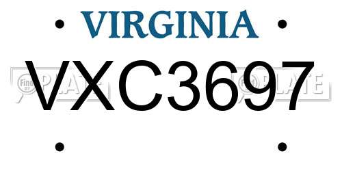 VXC3697 Virginia License Plate