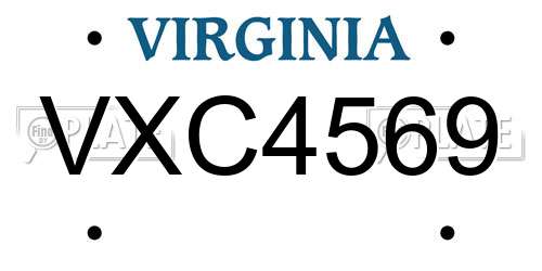 VXC4569 Virginia License Plate