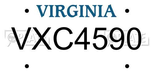 VXC4590 Virginia License Plate