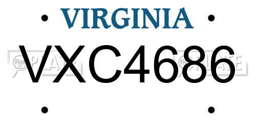 VXC4686 Virginia License Plate