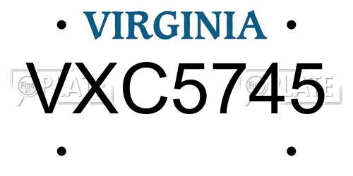 VXC5745 Virginia License Plate