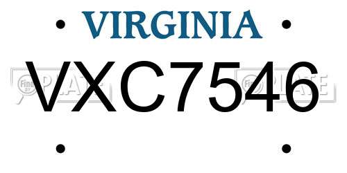VXC7546 Virginia License Plate