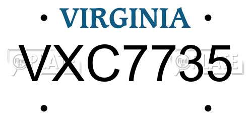 VXC7735 Virginia License Plate