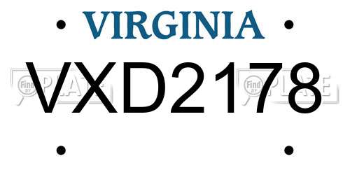 VXD2178 Virginia License Plate
