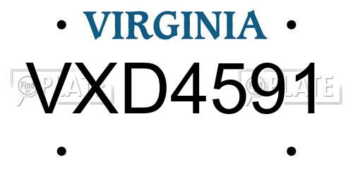 VXD4591 Virginia License Plate