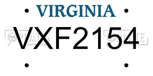 VXF2154 Virginia License Plate