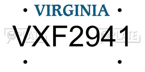 VXF2941 Virginia License Plate