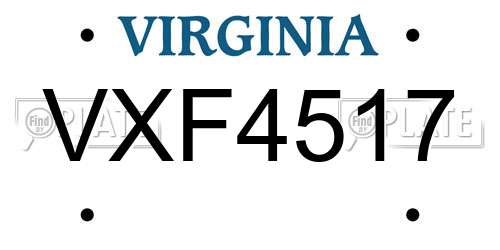 VXF4517 Virginia License Plate